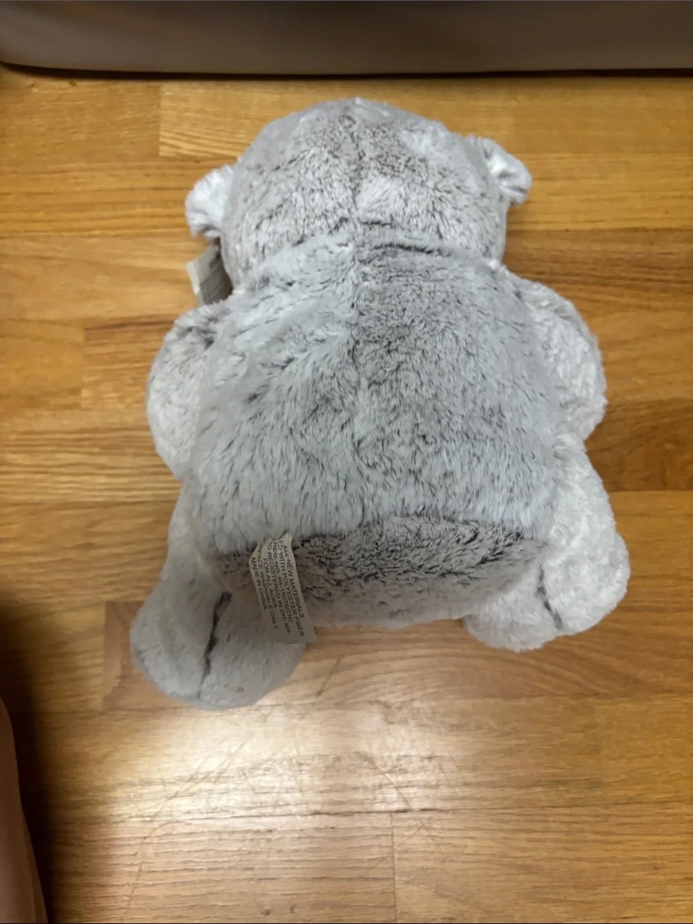 Plush Gray Teddy Bear with Red Bow - Soft Kids Toy